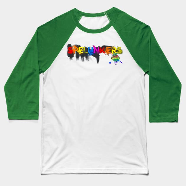 Spelunkers Pride Support Banner Baseball T-Shirt by TimeBombTom